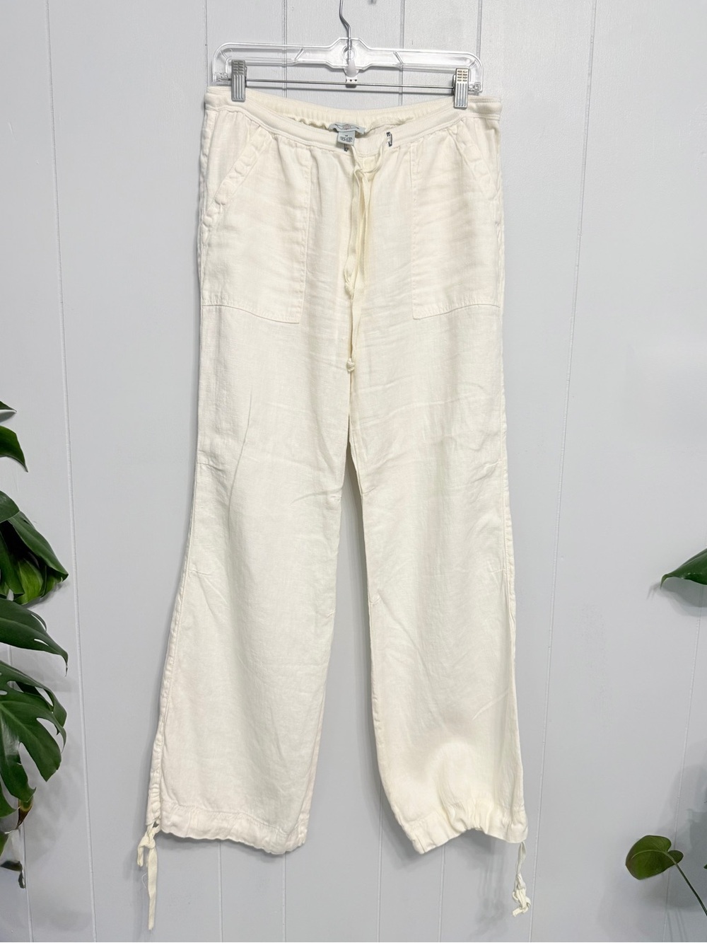 NWOT Sitwell 100% Linen Tie ankle Pants in Cream